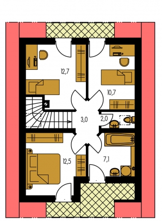 Immagine speculare | Pianta del secondo piano - PREMIER 86